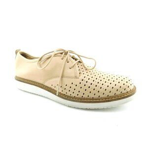 CLARKS Beige Nude Soft Perforated Leather Lace-up Walking Oxfords Sneakers 9